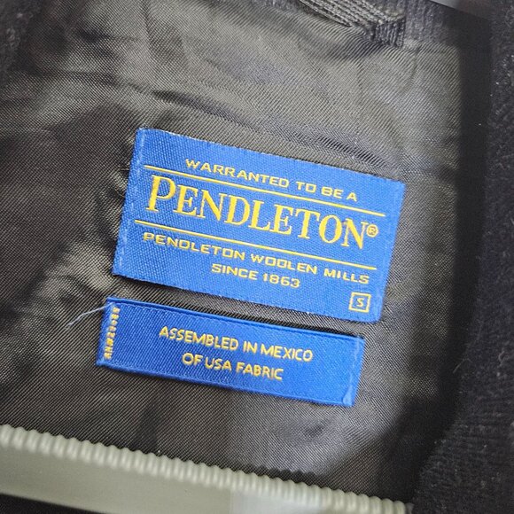 Pendleton Mens Black Wool Military-Inspired Jacket Full Zip‎ Button Epaulettes S - Picture 3 of 9